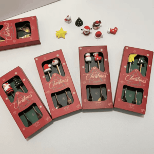 Set 6 cubiertos de acero, diseño navideño