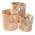 Set 3 cestas blancas de fibra de papel, base metalica