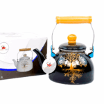 Tetera individual metal negro 1.2 L, diseño arbol,(KX TR)