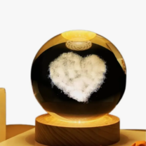 Lámpara de mesa esférica holográfica, diseño Corazón