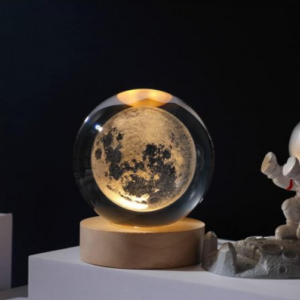 Lámpara de mesa esférica holográfica, diseño Luna