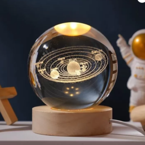 Lámpara de mesa esférica holográfica, diseño Sistema Solar.