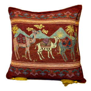 Cojín turco diseño camellos roja cuadrada