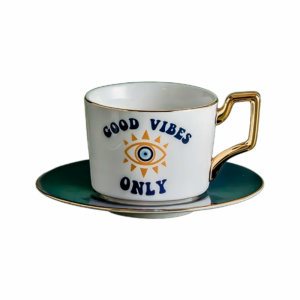 Taza blanca '' GOOD VIBES''