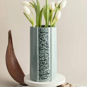 Luxury Nour - Florero grande. Azul y plateado