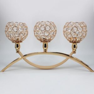 Portavelas triple de metal con diamantes