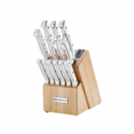 Set 13 cuchillos blanco con base madera Muller Kitchen (MK 2815)