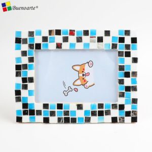 kit para hacer marco de foto RECTANGULAR mosaico acrilico: Negro, blanco celeste
