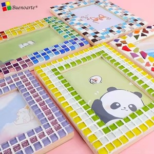kit para hacer marco de foto RECTANGULAR mosaicos cuadrados de vidrio: Verde, blanco, amarillo