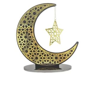 Adorno de luna y estrella colgante caladas de madera