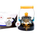 Tetera individual metal negro 1.2 L, diseño arbol,(KX TR)