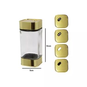 Especiero individual de vidrio, cuadrado dorado kx-114-4