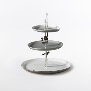 Liq a - 3 Tier Plate. Grey & Silver
