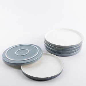 Jiwar - Set de 6 platos de lujo. Azul y plateado