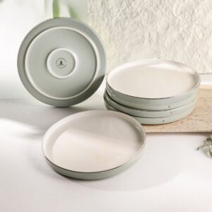 Jiwar - Set de 6 platos de lujo. Verde menta y plateado