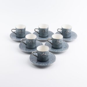 JIWAR - Set 12 piezas para Espresso, Azul y plateado