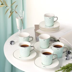 Asala - Set 12 pcs para café turco / espresso. Aqua y plateado