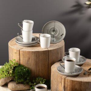 Liqa a - Set 12 pcs para café turco / espresso. Gris y plateado.