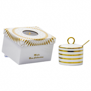 Azucarera porcelana, diseño rayado horizontal(KX 3241N3-2S)