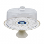 Bandeja alta porcelana, incluye tapa, diseño ojo turco(KX 2682-W-3S)