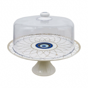 Bandeja alta porcelana, incluye tapa, diseño ojo turco(KX 2682-W-3S)