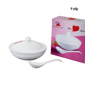 Bowl tipo arrocera de porcelana con tapadera y cuchara,tama?o peque?o, caja rosa (KX 3186-9??)
