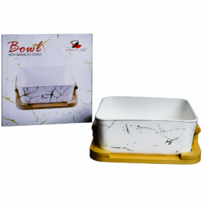 Bowl individual, base bambu , diseño grietas (KX 2832-W-2S)