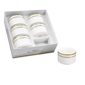 Set 6 mini bowl de porcelana blanca,diseño lineas horizontales(KX 3246X-W-6S)