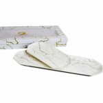 Set 2 platos porcelana, 2 tamaños largos, diseño grietas(KX 2882-W-2S)