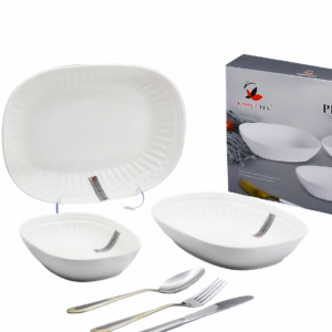 Set 3 platos rectangular y rayado, 3 tamaños,caja gris (KX 4281-8´´+10´´+12´´)
