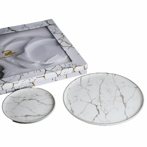 Set de 7 platos porcelana, 2 tamaños, diseño grietas(KX 26823-W-7S)
