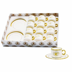 Set 12 tazas, 12 platos de porcelana, diseño arbol(KX 2739T-S-24S)