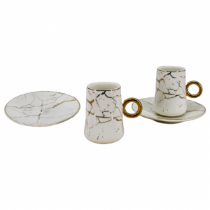 Set 12 tazas, 12 platos porcelana, dise?o grietas
(KX 2655G-W-24S)