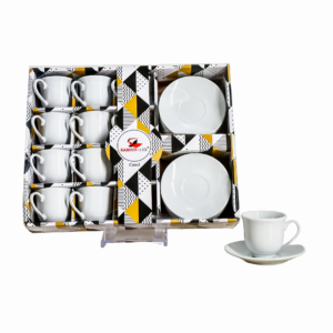 Set 12 tazas, 12 platos de porcelana, sin textura(KX 3359B)
