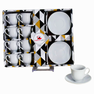 Set 12 tazas, 12 platos de porcelana, textura de malla(KX 4419B)