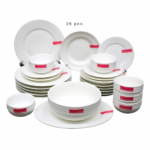 Set de 26 platos porcelana, 6 formas, textura diseño rombo,caja rosa (KX 3355)