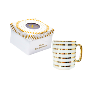 Taza individual de porcelana, diseño rayado horizontal