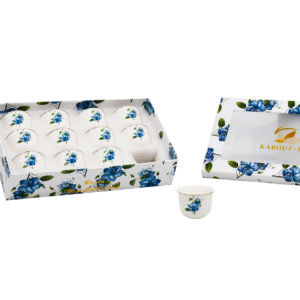Set 12 tazas para espresso de porcelana, diseño flor azul(KX 2638-CAWA-B-12S)