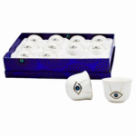 Set 12 tazas para espresso de porcelana, diseño ojo turco,caja azul (KX 2638-W-12S)