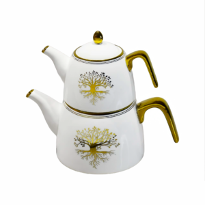 Tetera 2 niveles porcelana, diseño arbol(KX 2658T-W-2S)