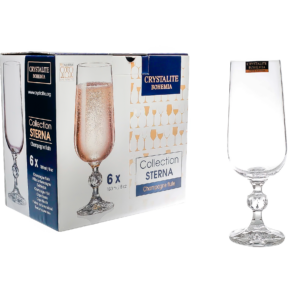 Set 6 copas de vidrio, Crystalite Bohemia 180ml collection Sterna
