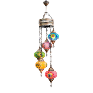 Lampara turca de techo en espiral, multicolor 7 globos, 7pulg sin tapa y con arcilla