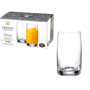Set 6 vasos de vidrio, Crystal Bohemia 250ml