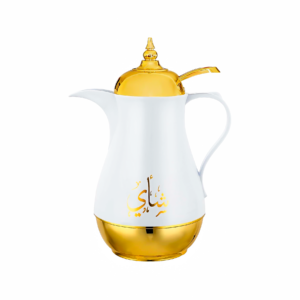 Termo diseño arabe BLANCO PARA CAFÉ, interior de vidrio1 L (GW-C)