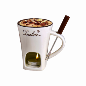 Taza porcelana blanca para derretir chocolate