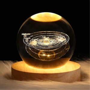 Lampara de mesa esférica holográfica, diseño Sistema Solar