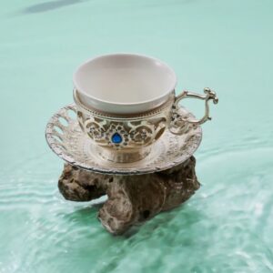 Silver - Set para café turco / espreso. Plato + plato plateado