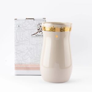[ET2530]  Atheer - Florero decorativo grande. Beige y dorado
