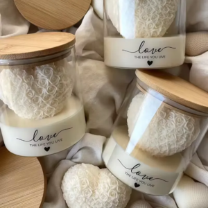Frasco de vela aromatica diseño de flor PEQUEÑO
