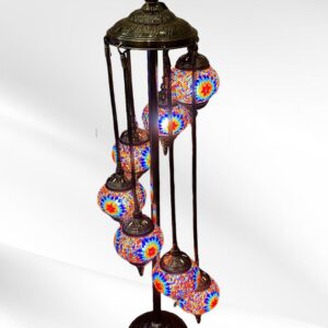 Lampara turca de pedestal 7 globos 5 plgs espiral